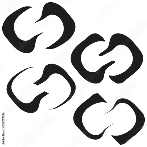 Angled link icons. Bold chain pattern. Rotated loop Vector. Modular shape design.
