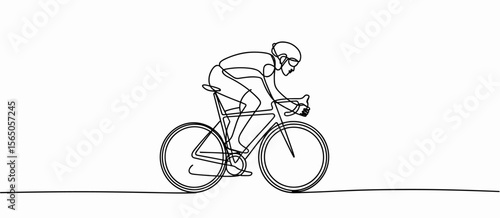 One person cycling in continuous line drawing. Sport, exercise, bicycle, cyclist, line art, cycle, riding, fitness, minimalist, outline