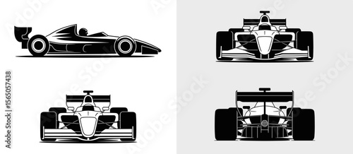 Formula race car vector, motorsport vehicle silhouette, racing design, speed competition, auto sport, race, transportation