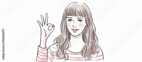 Smiling woman showing ok sign, approval gesture, young adult in 20s, positive agreement