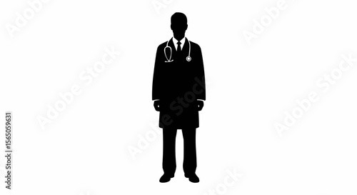 Wallpaper Mural "Doctor Silhouette with Stethoscope | Black and White Medical Professional Vector Icon" Torontodigital.ca