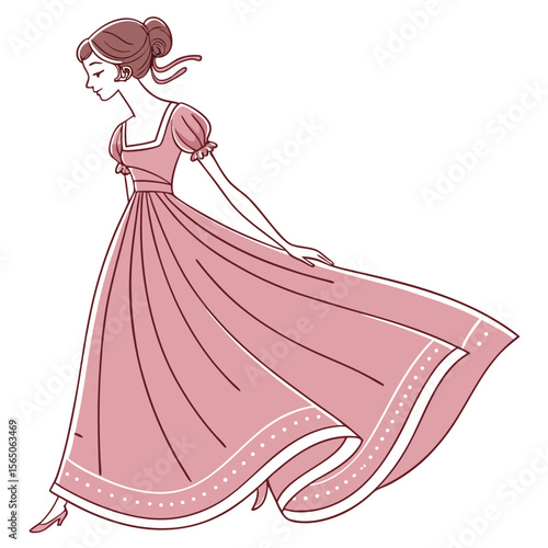 A romantic hot pink empire dress, vibrant and feminine, perfect for a joyful and passionate occasion.