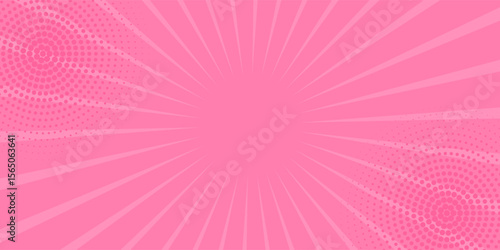 Pink pop art, retro design, stripes mockup. Vector illustration