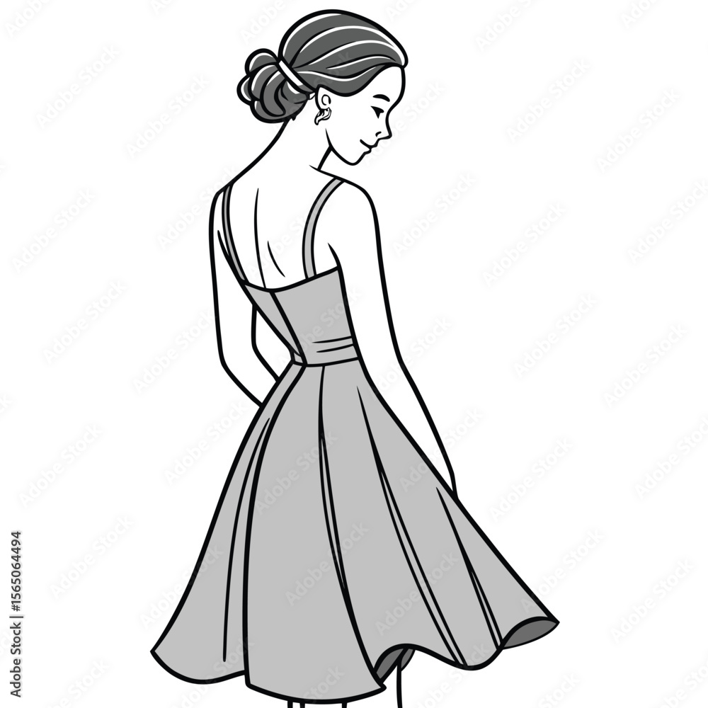 Dazzling chrome grey A-line dress with shimmering fabric, a modern and striking choice for any event. Dazzling chrome grey A-line dress with shimmering fabric, a modern and striking choice for any event.