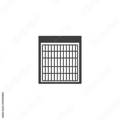 Vector icon of HEPA filter cartridge in rectangular frame, air purifier part in flat style
