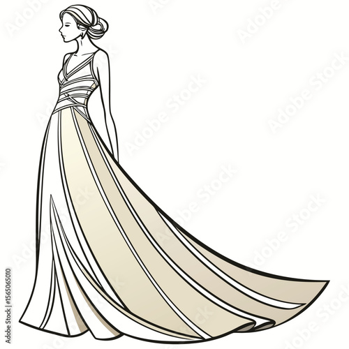 Elegant bronze empire dress featuring a unique metallic hue, perfect for a sophisticated and glamorous look.