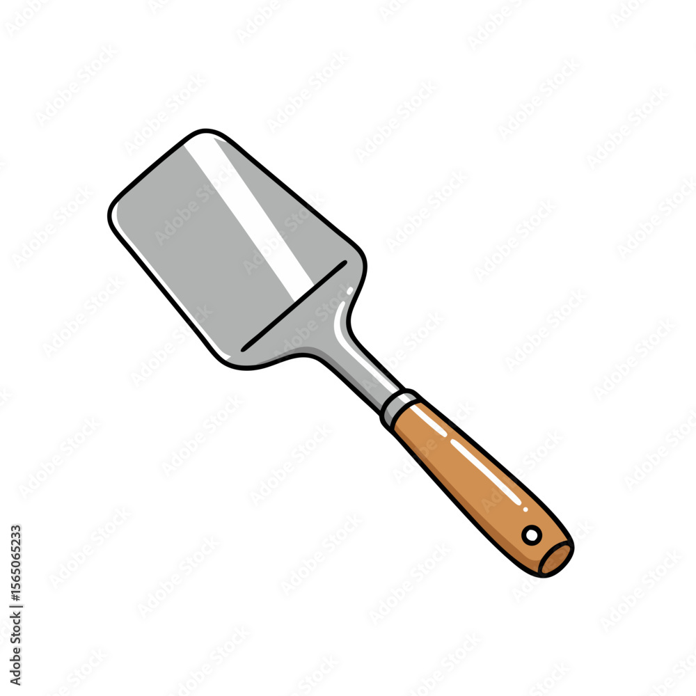 Fototapeta premium Vector icon of baker’s shovel peel with wooden handle and flat metal scoop