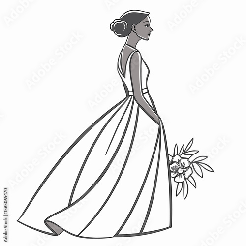 Elegant smoke grey sheath wedding dress, modern and chic, ideal for a contemporary and refined bridal style.