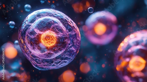 Abstract image of glowing cells