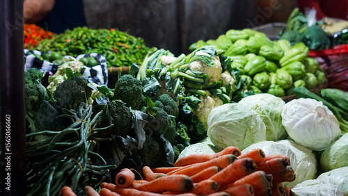 Vibrant Assortment of Fresh Vegetables at a Market Stall