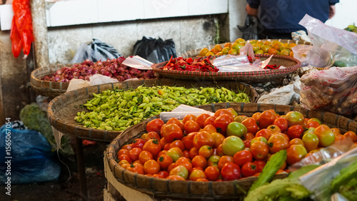 Vibrant Produce at a Bustling Asian Market