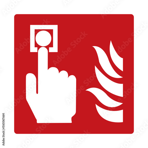 Manual fire alarm. Red fire sign. Fire fighting equipment sign. Manually triggering a fire alarm when fire or smoke is detected. Fire alarm. Fire alert button.