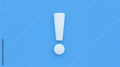Modern 3d exclamation mark on blue background