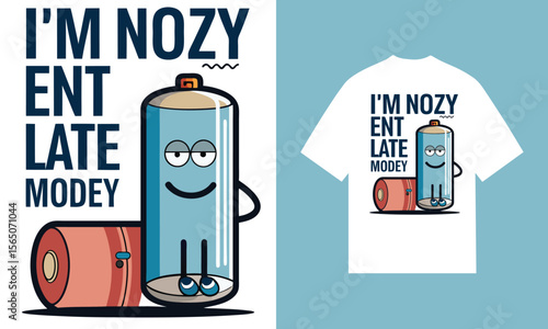 Im Nozy Ent Late Modey T Shirt Design Cartoon Battery Character