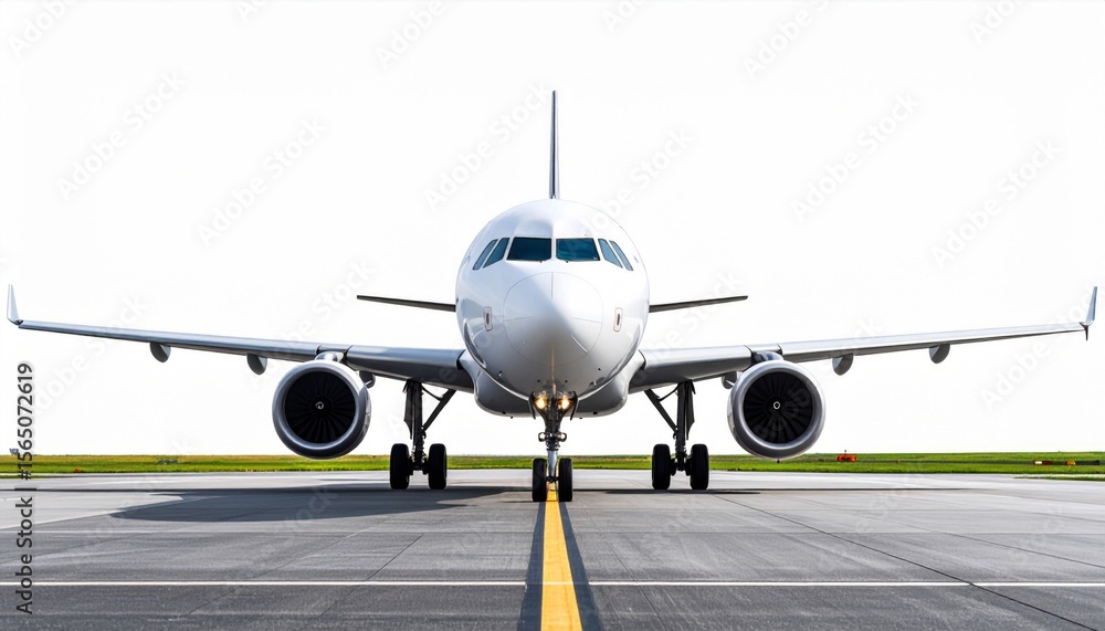 Obraz premium White Airplane on Airport Runway