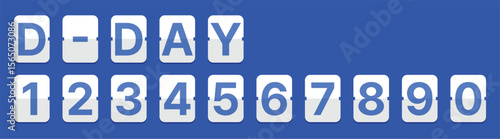 Flip-board number and letter set for D-DAY countdowns, sports scores, and event timers. Ideal for schedules, rankings, analog-style displays, and digital planners. Editable vector.