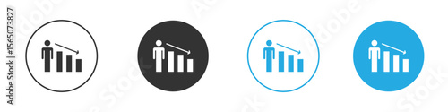 Attrition icon set. Black solid flat doodle graphic design set