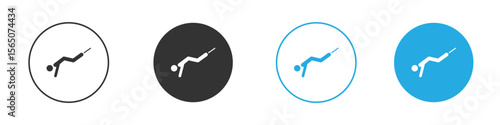 Bungee jumping icon set. Black solid flat doodle graphic design set