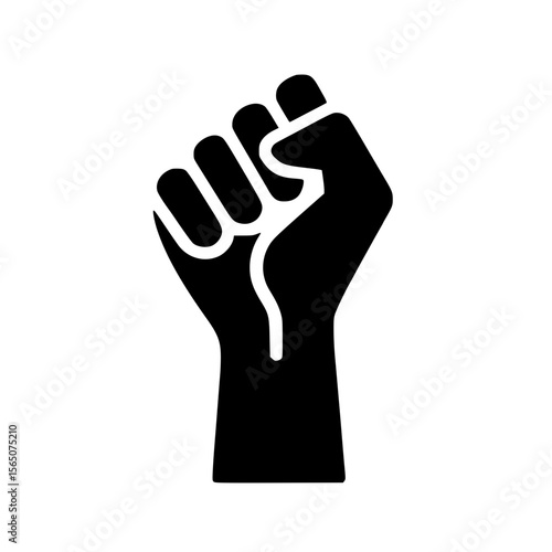 Minimalist Black SVG Silhouette of a Raised Fist for Feminism and Women’s Empowerment Design Themes
