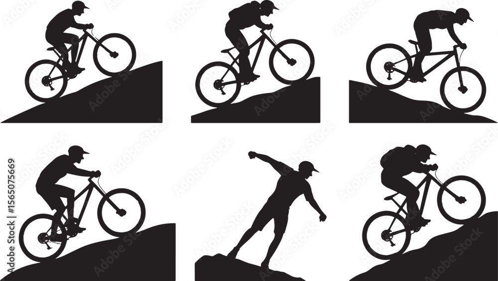 Obraz premium Dynamic Sports Activity Silhouettes - Cycling and Running Motion Graphics