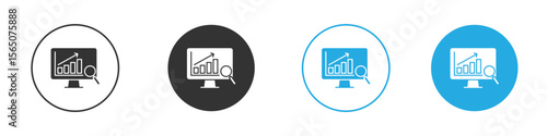 Data Analysing icon set. Black solid flat doodle graphic design set