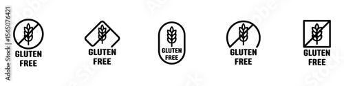 Set of Gluten free label vector icons set. No wheat symbols templates design for gluten free food package or dietetic product nutrition sign. Vector Illustration. Vector Graphic. EPS 10