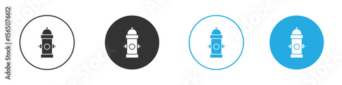Fire hydrant icon set. Black solid flat doodle graphic design set