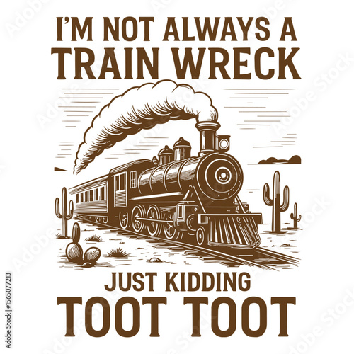 Train Wreck Toot Toot Funny Vintage Locomotive Humor