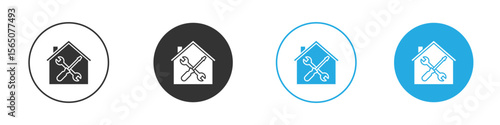 Home repair icon set. Black solid flat doodle graphic design set