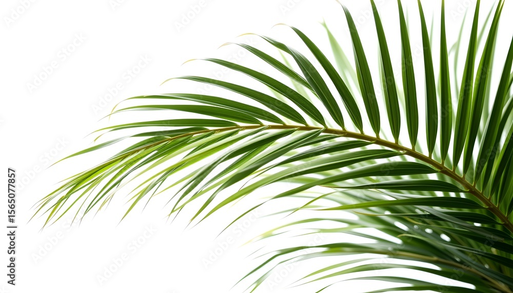 Obraz premium A green palm leaf against a bright backdrop