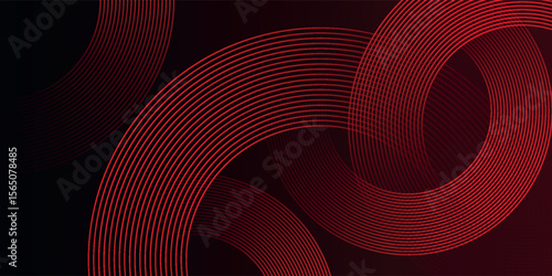 Abstract red glowing geometric lines on black background. Modern shiny red diagonal rounded lines graphic design. futuristic modern vector eps10