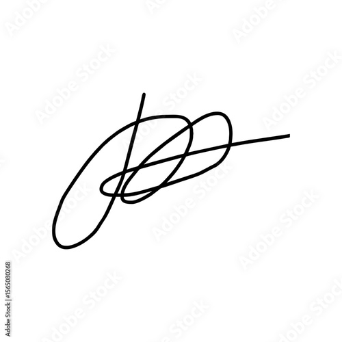 Messy doodle-style signature representing fake autograph or abstract handwriting on transparent SVG. Black sketch element ideal for creative branding, legal mockups or identity concepts.