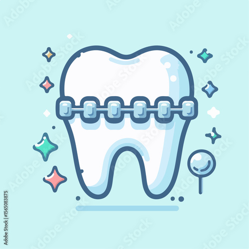 illustration of braces with teeth