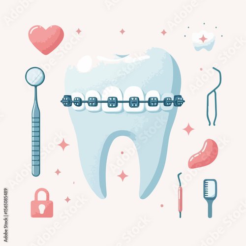 illustration of braces with teeth