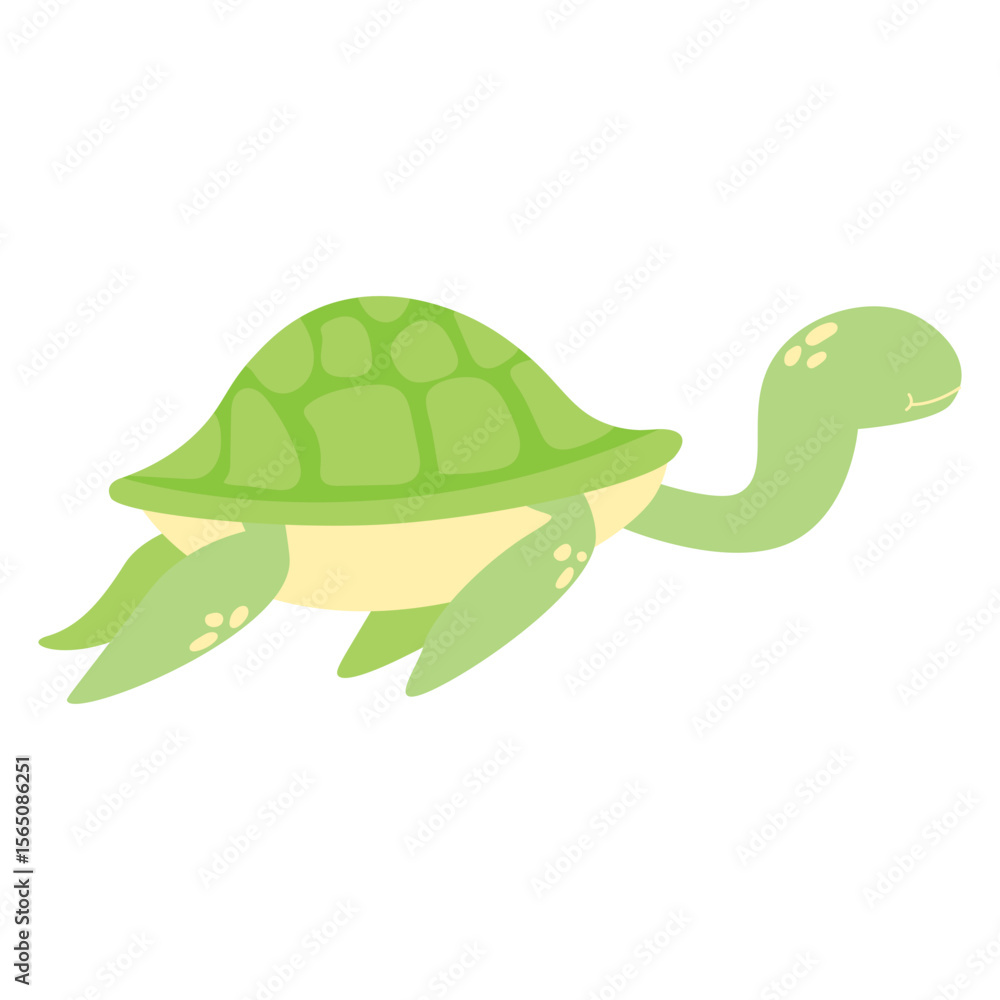 Obraz premium Cartoon Sea Turtle Swimming Underwater Illustration
