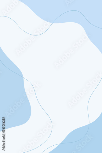 Abstract winter light blue background with organic shapes of spots and lines, flat design, vector. A modern, simple template background element with a place for text for a social media page, banner