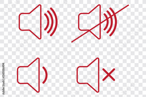Speaker icon set. Mute and unmute volume signs vector eps10.