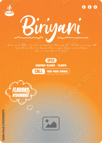 Creative restaurant biriyani advertisement poster design template
