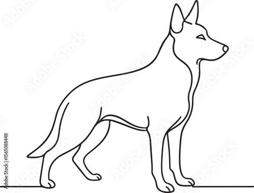 Shepherd Dog Minimalist Line Art Drawing Monochrome Vector on White Background