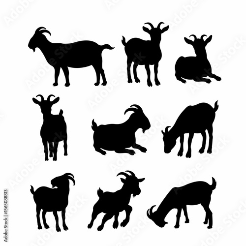 nine sets of goat silhouettes that you can use