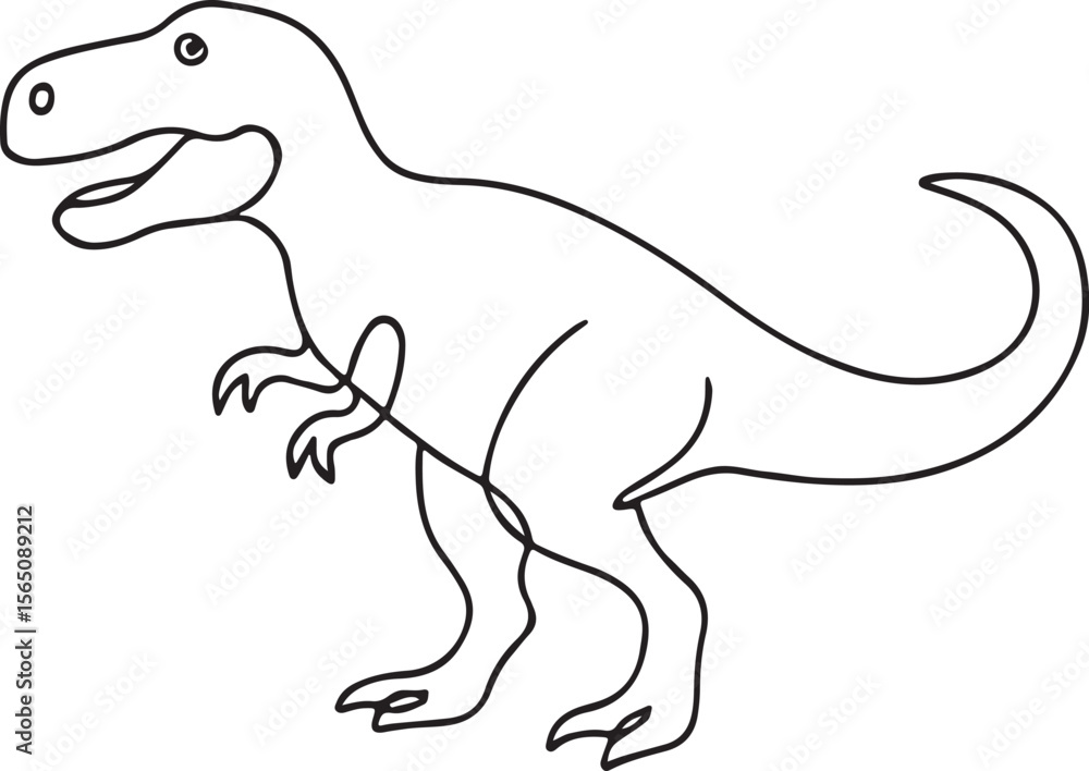 Obraz premium T-Rex Dinosaur Line Art Illustration Prehistoric Animal Vector on White