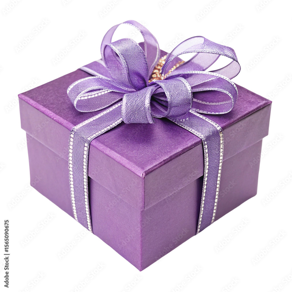 Obraz premium Purple gift box isolated on transparent background 