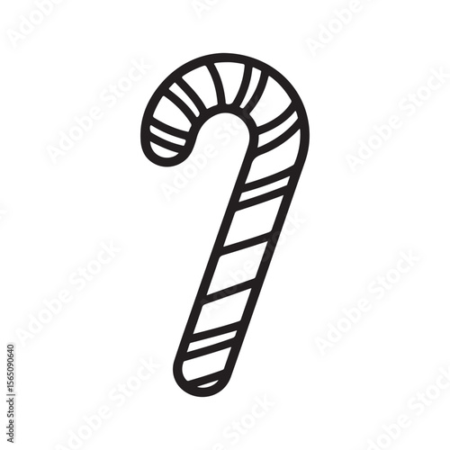 Outline of a Striped Candy Cane for Christmas Holiday and Sweet Designs
