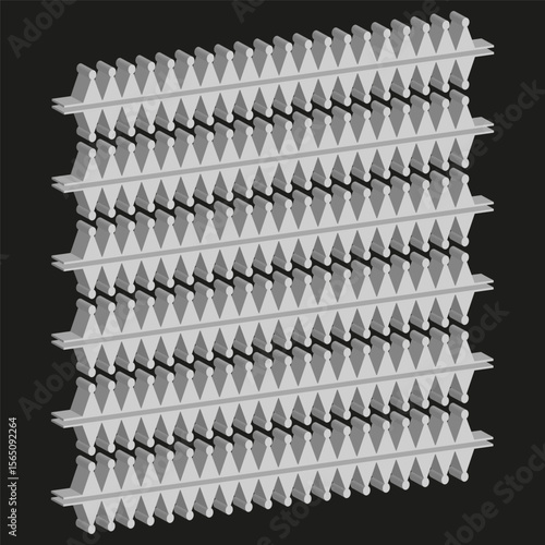 Abstract relief surface. Repeating spiked pattern. Textured geometric shape. Vector modern background.