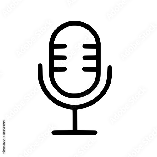 Minimalist Line Drawing Microphone Audio Device Podcast Recording Broadcasting Icon