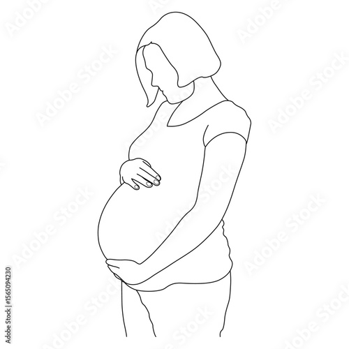 Pregnant line art vector design. Pregnant outline illustration design.