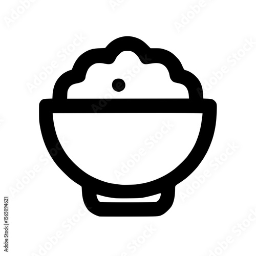 Minimalist Outline Rice Bowl Meal Dish Plate Culinary Icon Food