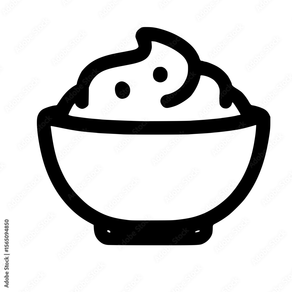 Fototapeta premium Line Drawing Delicious Bowl of Mashed Potato Food Illustration