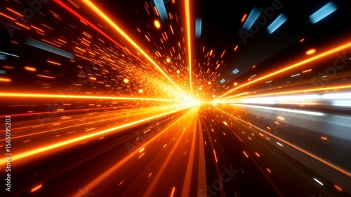 光の爆発 放射状に広がるエネルギー線