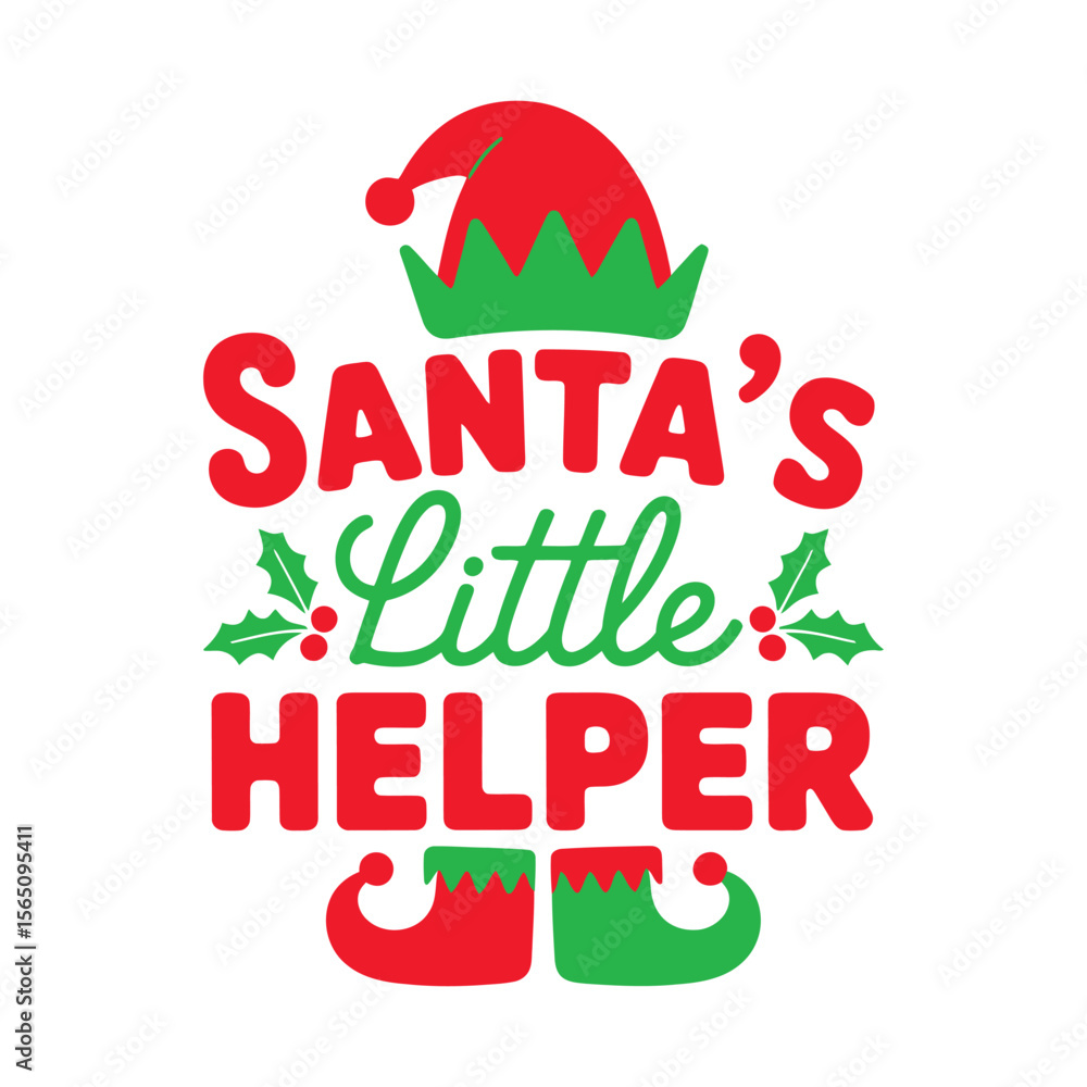 Fototapeta premium Santa's Little Helper Christmas Holiday Graphic Design